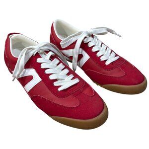 Madden Girl Brooklyyn Sneaker Red White Size 7.5 Fabric Lace-Up Women's